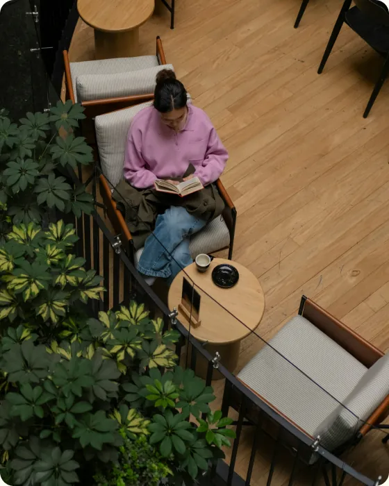 Guest working on the terrace of a property